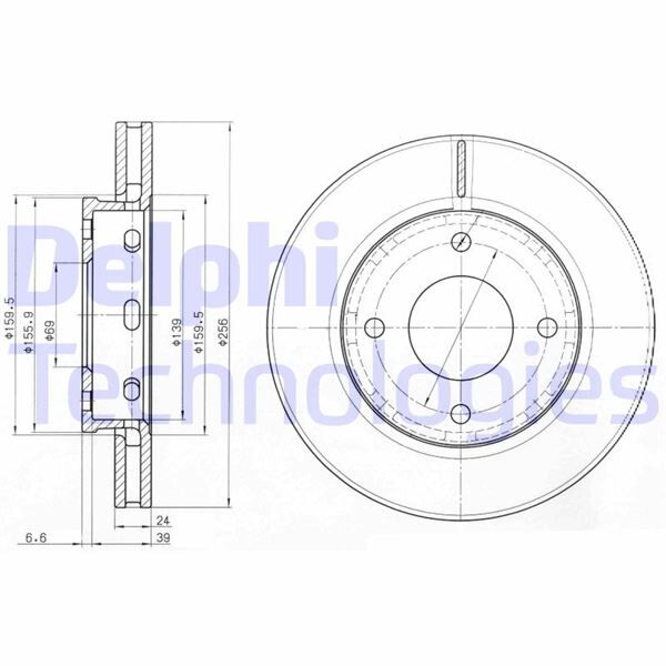 DELPHI BG3987 ÖN FREN DİSKİ HAVA KANALLI MITSUBISHI COLT 1.1L 3A91 Z32A 1.3L 4A90 Z34A 1.5L 4A91 Z36A 04-12 256 çap x 4 bijon - Takım disk fiyatıdır
