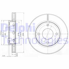 DELPHI BG3987 ÖN FREN DİSKİ HAVA KANALLI MITSUBISHI COLT 1.1L 3A91 Z32A 1.3L 4A90 Z34A 1.5L 4A91 Z36A 04-12 256 çap x 4 bijon - Takım disk fiyatıdır