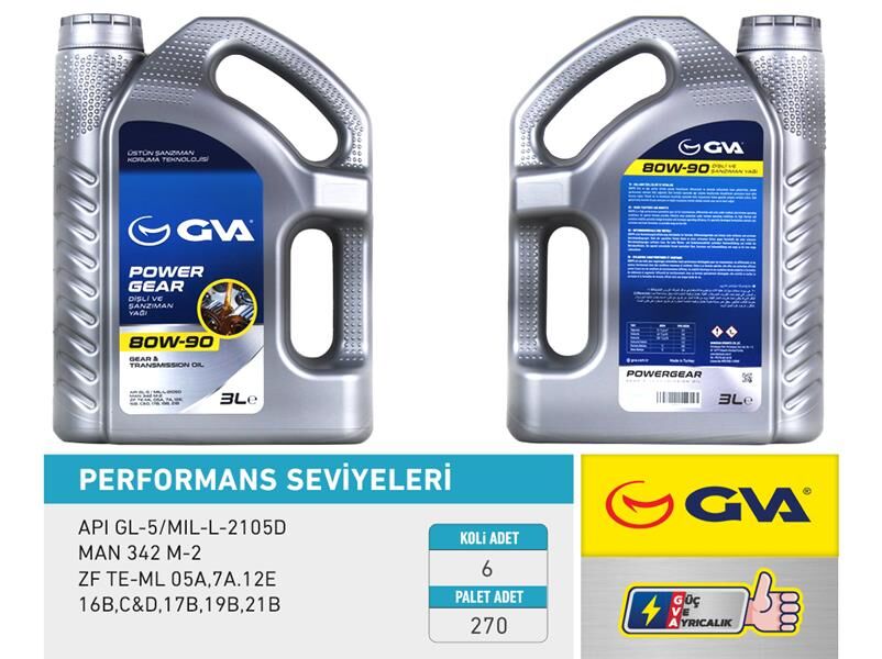 GVA 9920752 ŞANZIMAN YAĞI 80W90 3 LT API GL-5