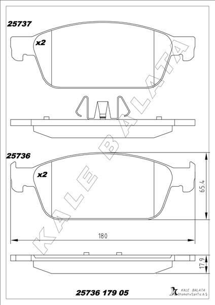 KALE 25736 179 05 ANS KD13 ON FREN BALATASI FOCUS III 14> C-MAX 06>11 10> 03> KUGA 08> CONNECT TC7 13> MAZDA 3 03> MAZDA 5 10> VOLVO S40 04> V40 12> V50 04> C30 06> C70 05>