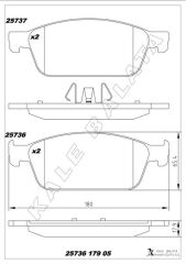 KALE 25736 179 05 ANS KD13 ON FREN BALATASI FOCUS III 14> C-MAX 06>11 10> 03> KUGA 08> CONNECT TC7 13> MAZDA 3 03> MAZDA 5 10> VOLVO S40 04> V40 12> V50 04> C30 06> C70 05>
