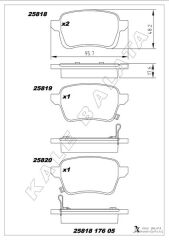 KALE 25818 176 05 MSH KD13 ARKA FREN BALATASI OPEL CORSA E 14>19 ADAM 14>19 15 JANT RPO J67 FIAT EGEA 16> 500L 13> 264mm