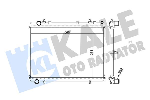 KALE 352400 SU RADYATÖRÜ PEUGEOT 307-CITROEN C4 1.6HDI 2.0 16V 04 > MT AC NAC BRAZING 378x548x26