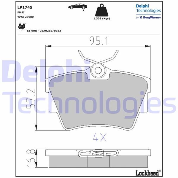 DELPHI LP1745 ARKA FREN BALATASI RENAULT TRAFIC II 06> TRAFIC III 15> OPEL VIVARO A 06> VIVARO B 15>