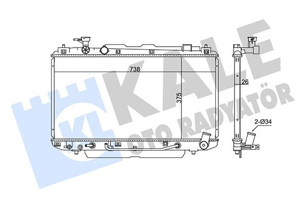 KALE 366100 RADYATÖR TOYOTA RAV 4 II AL/PL/BRZ 375x738x26