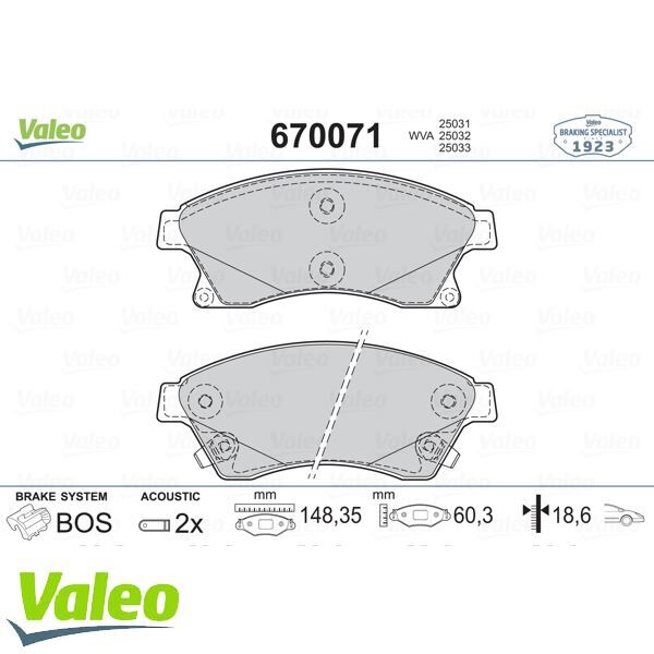 VALEO 9001047 ÖN BALATA 15 INC ASTRA J 1.3 CDTI-1.4-1.4 TURBO-1.6 1.7 CDTİ 2.0CDTİ 10>AVEO 11>CRUZE 11>