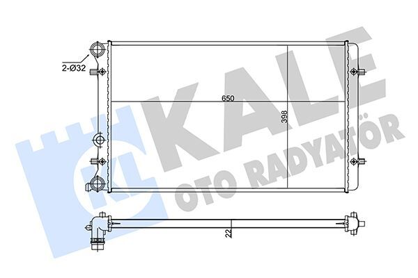 KALE 366400 SU RADYATÖRÜ AUDI A3-TT-SEAT LEON-TOLEDO II-SKODA OCTAVIA I-VW BORA-GOLF IV 1.6 1.8T 1.9TDI 98 > MT AC NAC BRAZING 650x398x22 1J0121253J-1J0121253N-1J0121253Q-1J0121253AT-1J0121253R