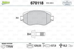 VALEO 9001311 ÖN FREN BALATASI RENAULT MEGANE IV 15> TÜM MOTOR TİPLERİ G:129MM Y:58.4 MM K:18MM FTE KIRMIZI KUTU