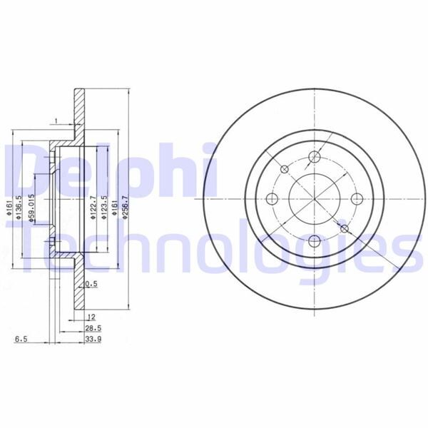 DELPHI BG2411 ON FREN DISKI TEMPRA-TIPO-MAREA-BRAVA-BRAVO 96> ALFA ROMEO 145-146 LANCIA DELTA-YPSILON 257x12x4DL