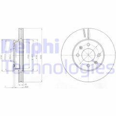 DELPHI BG4096 ÖN FREN DİSKİ HAVA KANALLI HYUNDAI ACCENT ERA 1.5L D4FA CRDi 06-> 1.4L G4EE 06-10 1.6L G4ED 06-10 / İ20 1.2L 1.4L CRDi dizel 08-> 1.1L CRDi 12-> / KIA RIO 1.4L 1.6L benzinli 05-> 1.5L D4FA CRDİ 06->