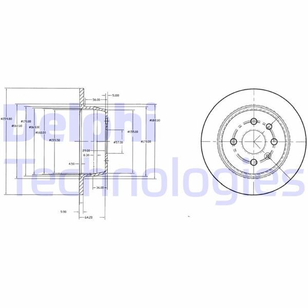 DELPHI BG2635 ARKA FREN AYNASI ASTRA F 1.6 1.8 2.0 92>98 VECTRA A 1.8 2.0 GT 88>95 260x10x4DL