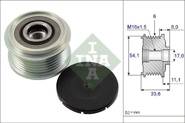 INA 535005910 ALTERNATÖR KASNAĞI RULMANLI DUCATO-SUCUDO-BOXER-JUMPER-PARTNER-BERLINGO 2.0 HDI 02 > MONDEO 07 >