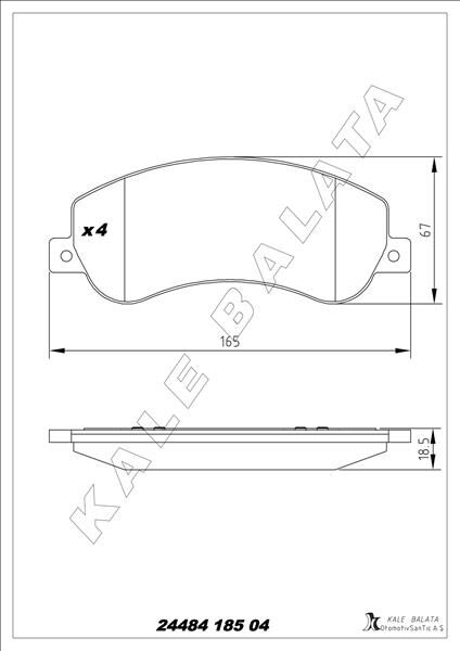 KALE 24484 185 04 ANS KD20 ON FREN BALATASI TRANSIT V348 06>14 A.CEKER 11 /> VW AMAROK 2.0TDI 10> FİŞSSİZ