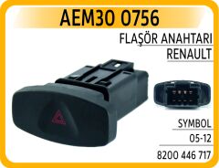 AEM30 0756 DÖRTLÜ FLAŞER ANAHTARI RENAULT CLIO III 05>12 SYMBOL II 08> DACIA LOGAN 06> SANDERO 08> DUSTER 10> 8 PİN