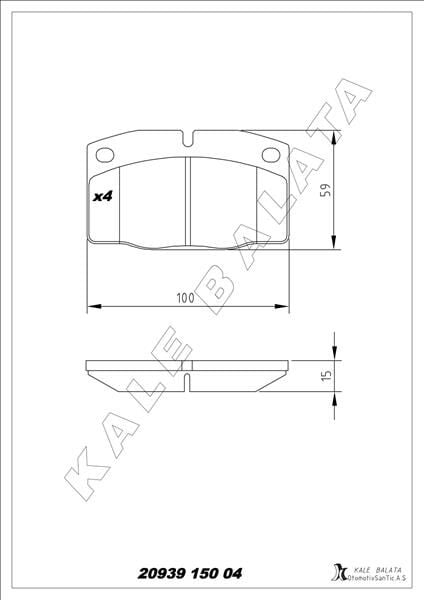 KALE 20939 150 04 ANS KD13 ÖN FREN BALATASI ASCONA 76/88 CORSA A 82.3.93 KADET 1.4 88-95 VECTRA A 88/11.95 OMEGA <94