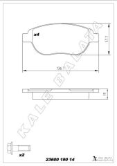 KALE 23600 190 14 ANS KD13 ÖN FREN BALATASI PEUGEOT P207 06> P307 00> PARTNER 03> CITROEN BERLINGO 00> C3 02> C4 04> XSARA 00> FIAT DOBLO 01>