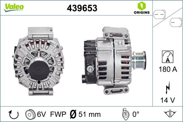 VALEO 439653 ALTERNATOR 14V 180A MERCEDES W204 C218 W212 W166 X204 W639 B906