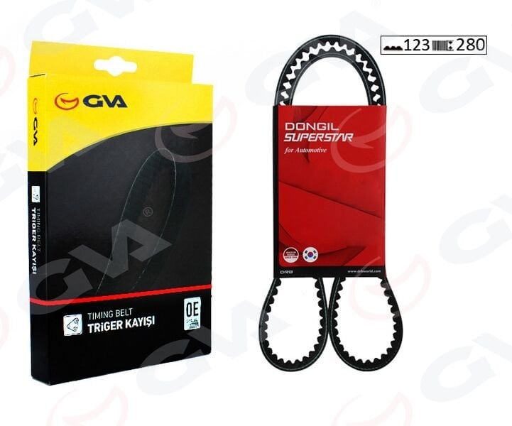 GVA 58123280 TRİGER KAYIŞI EKSANTRİK KAYIŞI HYUNDAI ACCENT ADMIRE GETZ 1.5L D3EA 02-05 / TUCSON SANTAFE 2.0L 2.2L D4EA D4EB 04-09 / SONATA 2.0L 06-11 / KIA SPORTAGE 2.0L D4EA 04-10 123x280