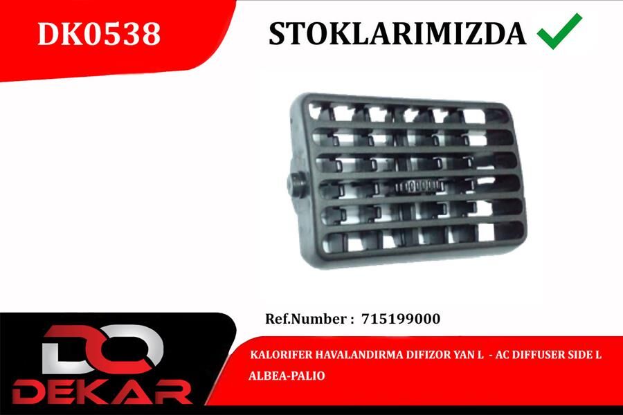DEKAR DK0538 KALORIFER HAVALANDIRMA DIFIZOR YAN L ALBEA-PALIO