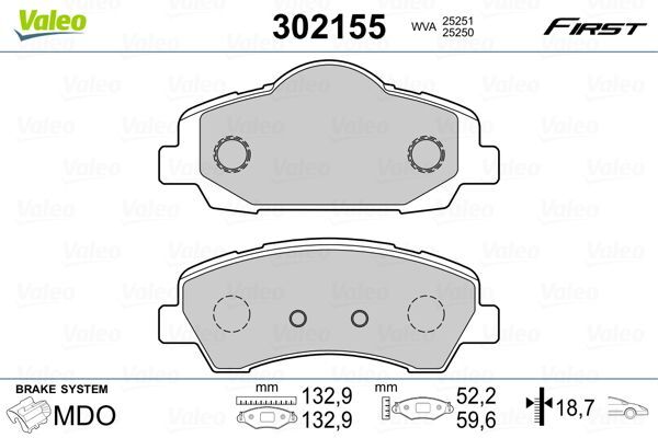 VALEO 9001135 ÖN FREN BALATASI PEUGEOT P301 12> P308 13> CITROEN C-ELYSEE 12> C4 14> 266mm
