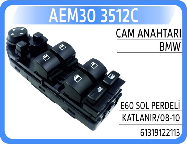 AEM30 3512C CAM ACMA SALTERI ON SOL SIYAH. AYNA KATLAMALI. PERDELI BMW E60 E61