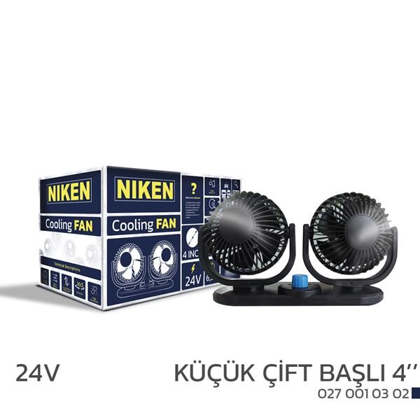 NIKEN 0270010302 ARAÇ VANTİLATÖRÜ KÜÇÜK ÇİFT BAŞLI 24V 4 İNÇ