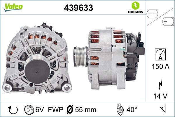 VALEO 439633 ALTERNATÖR FORD FIESTA FUSION MAZDA II 08> 1.4-1.6 TDCI 150 AMP