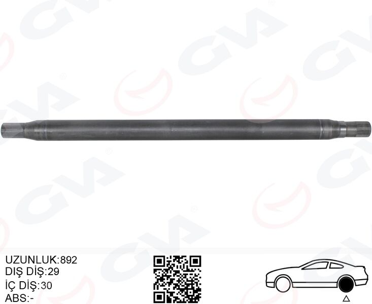 GVA 4499159 AKS MILI ARKA SAG KALIN UZUN 892mm MERCEDES SPRINTER B906 . VW CRAFTER 30-35-50 Z:29-30