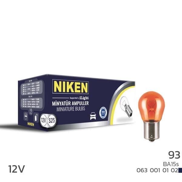 NIKEN 0630010102 NIKEN 93 AMPUL DÜZ BA15s PY21W AMBE 12V 10LU