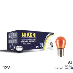 NIKEN 0630010102 NIKEN 93 AMPUL DÜZ BA15s PY21W AMBE 12V 10LU
