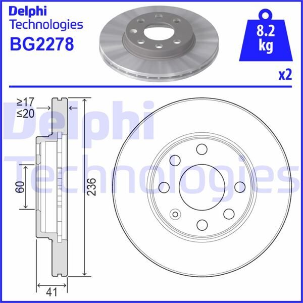 DELPHI BG2278 ÖN FREN AYNASI CORSA B-ASTRA F-VECTRA A-ASCONA C-COMBO B 94-01 AVEO-KALOS 03> 246x19.9x4DLxHAVALI 90511111-93182291-93281952