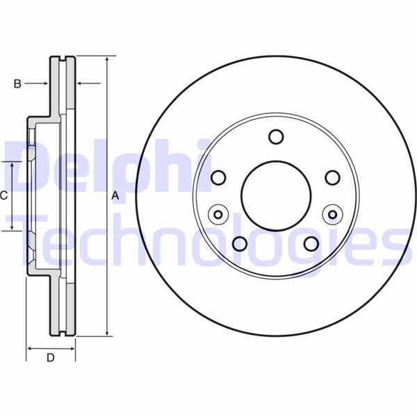 DELPHI BG4455 ON FREN DISKI DACIA DUSTER I 10>18 DUSTER II 18> RENAULT MEGANE IV 15> DIŞ ÇAP: 269MM DISKI KALINL IĞI: 22.5MM 5 DELİK HAVALANDIRMALI