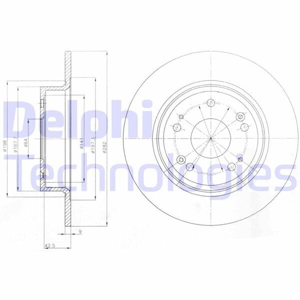 DELPHI BG4249 ARKA FREN DİSKİ DOLU TİP HONDA ACCORD 2.0L R20A3 CU1 kasa 08-15 282 çap x 5 bijon - Takım disk fiyatıdır