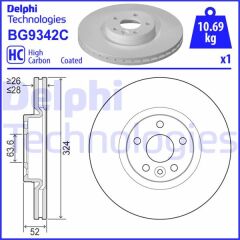 DELPHI BG9342C ÖN FREN AYNASI VOLVO XC60 D3 D4 D5 2.4D 2.0T 3.2 T5 T6 2008 >2017 CAP 324X5 BJN DELİKLİ