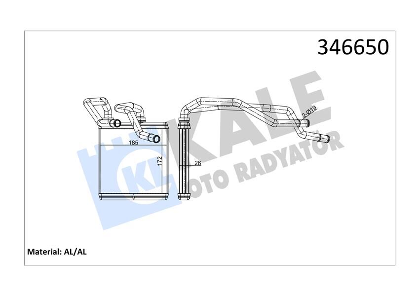 KALE 346650 KALORİFER RADYATÖRÜ NISSAN QASHQAI 1.6L HR16DE J10 06-13/ 2.0L MR20DE J10 JJ10 07-12/ 1.5L Dci K9K d izel J10DE 06-13 / X-TRAIL 2.0L M9R T31 dizel 07->/ 2.0L MR20DE T31 07-> - ALEMİNYUM