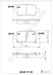 KALE 22129 171 05 MSH KD13 ARKA FREN BALATASI OPEL ASTRA K 1.0-1.4-1.4T-1.6T-1.6 CDTI 16>22 106.5x46.3x16.6