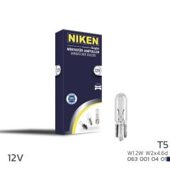 NIKEN 0630010401 NIKEN T5 MINYATUR AMPUL W1.2W W2x4.6d 12V 10LU