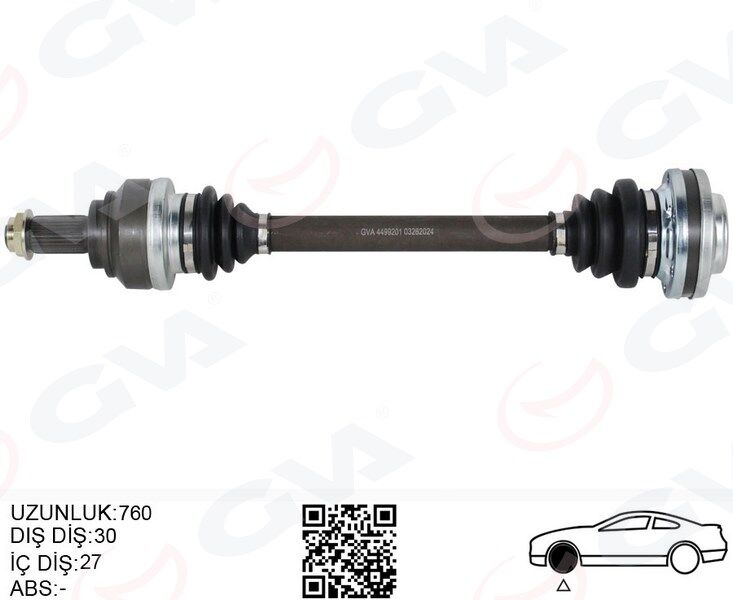 GVA 4499201 KOMPLE AKS ARKA SOL BMW E81 E82 E87 E88 E90 E91 E92 E93 600MM DİŞ 30