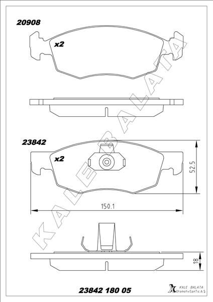 KALE 23842 180 05 ANS KD13 ÖN BALATA DOBLO 01 > ALBEA PALIO 96 >