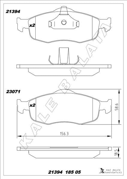 KALE 21394 185 05 ANS KD13 FREN BALATASI ÖN FORD MONDEO 93> KABLOLU İKAZLI