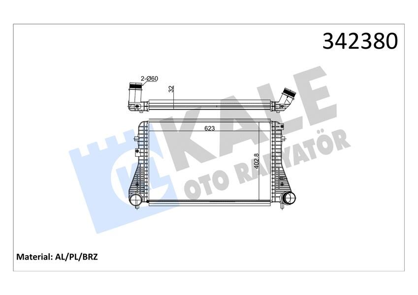 KALE 342380 TURBO RADYATÖRÜ INTERCOOLER VW CADDY III-GOLF VI AUDI A3-TT-LEON SKODA OCTAVIA AL-PL-BRZ