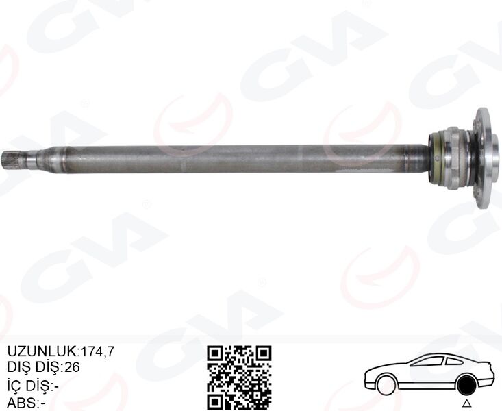 GVA 4499152 AKS MILI ARKA SOL INCE KISA 840mm MERCEDES SPRINTER B906 . VW CRAFTER 30-35-50 Z:26-29 PORYALI