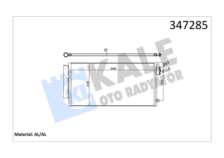 KALE 347285 KLİMA KONDANSER RADYATÖRÜ FIAT EGEA 16> 500L 12> 0.9T 1.3D MTJ 1.4 1.6D MTJ 1.6 AL-PL-BRZ