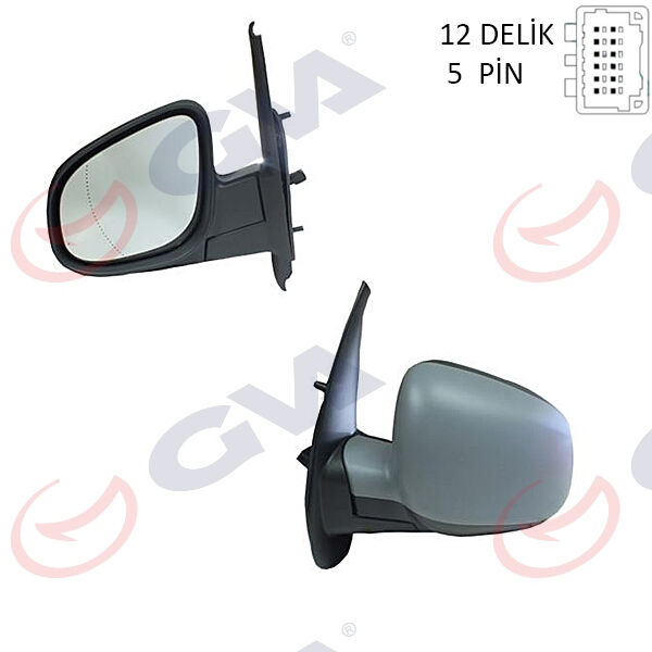GVA 1016321 DIŞ DİKİZ AYNASI SOL KANGOO-CITAN 13> ELEKTRİKLİ ISITMALI ASTARLI ASFERİK 5 FİŞ VM-6132EHPAL