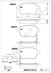 KALE 25818 176 15 MSH KD13 ARKA FREN BALATASI OPEL CORSA E 14>19 ADAM 14>19 15 JANT RPO J67 FIAT EGEA 16> 500L 13> 264mm