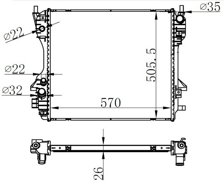 ORIS BJA005026 RADYATOR BRAZİNG MT 570X505X26 XF 2.7D/3.0D 09