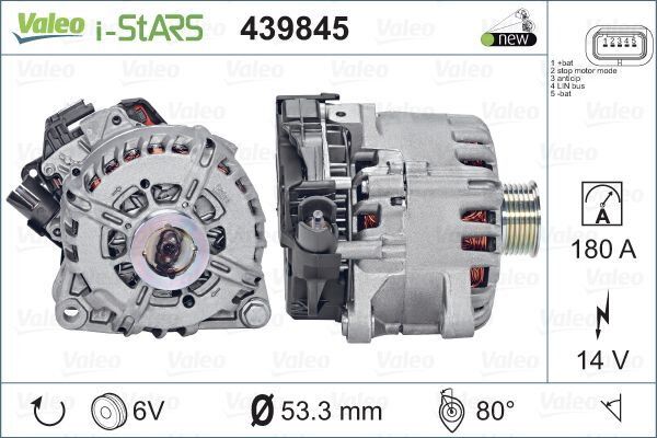 VALEO 439845 ALTERNATÖR KOMPLE 14v180a PARTNER-BERLINGO-P208-P308-P508-P2008-P3008-P5008-C3-C4-C5-DS3-DS4-DS5 1.4-1.6 HDİ ST60C017 START-STOP-KLİMALI