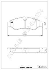 KALE 20747 199 04 MSH KD20 FREN BALATASI ARKA MERCEDES SPRINTER B907 B910 TEK TEKER