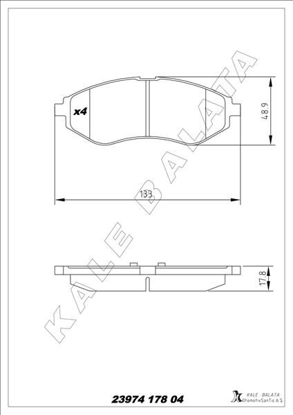 KALE 23974 178 04 ANS KD13 ÖN FREN BALATASI CHEVROLET AVEO 05> KALOS 02>