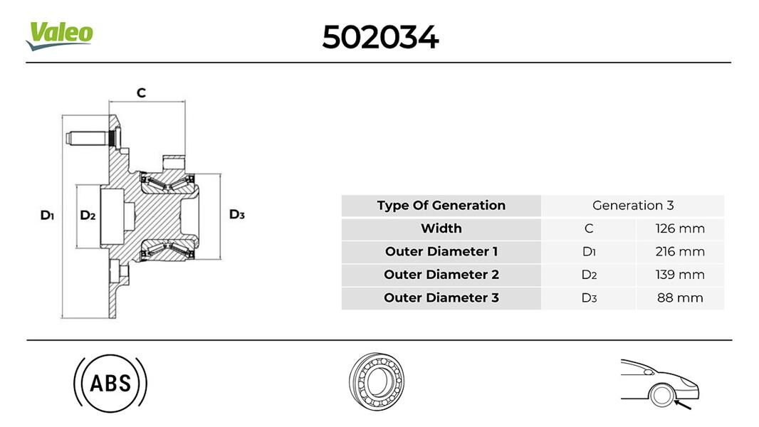 VALEO 502034 PORYA ÖN RULMANLI FORD TRANSİT 14> 6 BİJON ARKADAN ÇEKER PORYALI CİFT TEKER